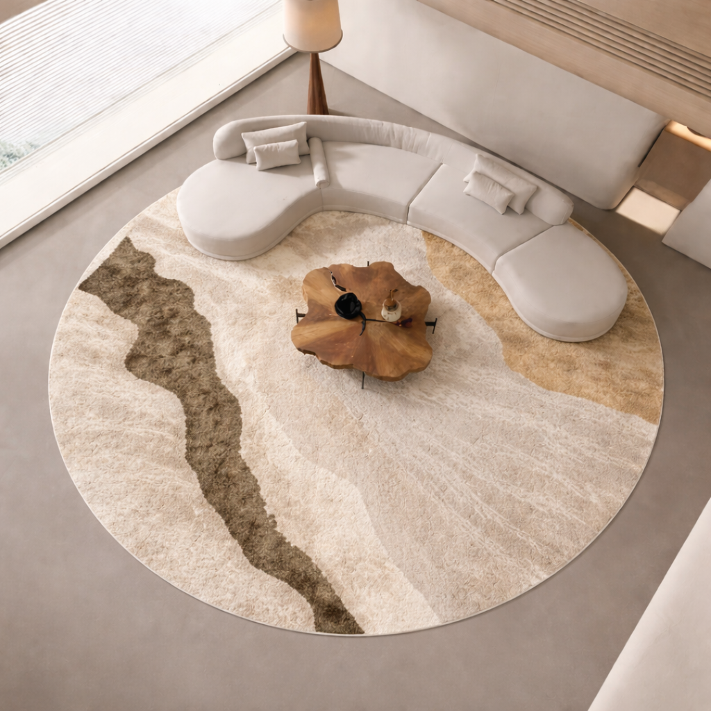 Tapis Rond RIVIA — Minimalisme Contemporain